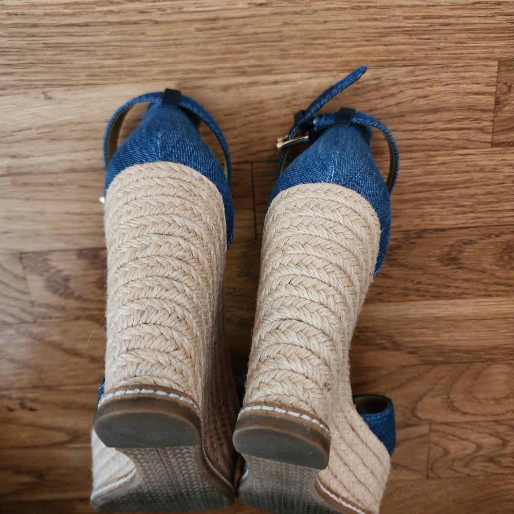 Michael Kors Ripley Denim Wedge Sandals - Picture 7 of 9